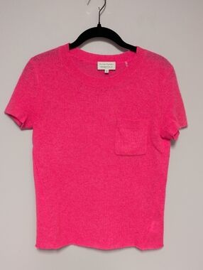 White + Warren Hot Pink Short Sleeve Pocket Sweater
